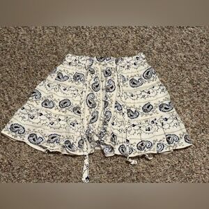 Women's Angie size small skirt Cream and Blue Paisley, cottage core, summer mini